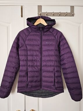 Women's Purple Hooded Packable Puffer Down Jacket, Mountain Warehouse